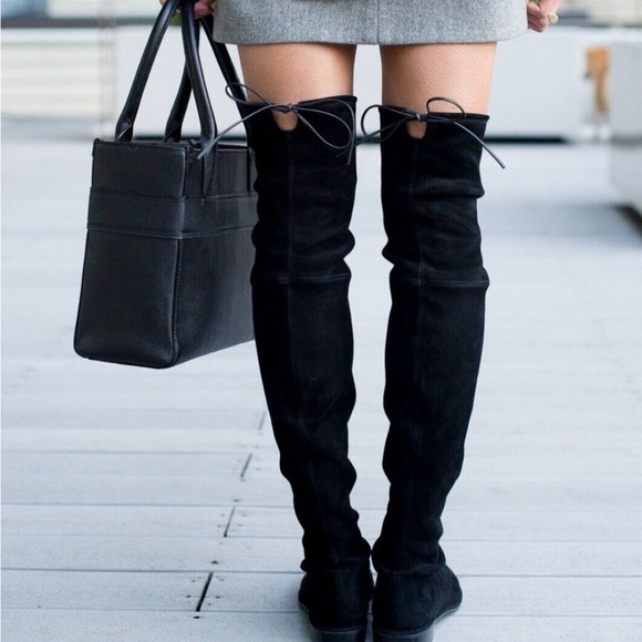 Stuart weitzman lowland over the knee OTK black suede boot size 5 - Picture 3 of 16